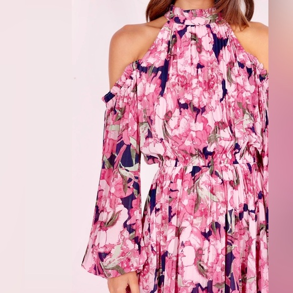 Petal & Pup Hilary Pleated Cold Shoulder Floral Maxi Dress - Picture 11 of 15